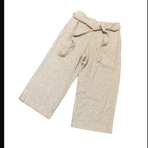 Anthropologie Drew Linen-Blend Striped Cropped Wide Leg Pants BoHo.  Sz L.  NWT!